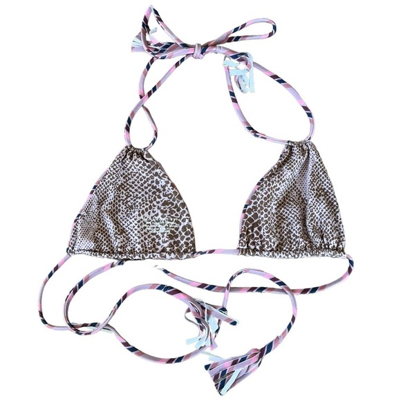 Acacia Swimwear Cannons Triangle Bikini Top That 70s Retro Stripe Fringe Large - Picture 4 of 10